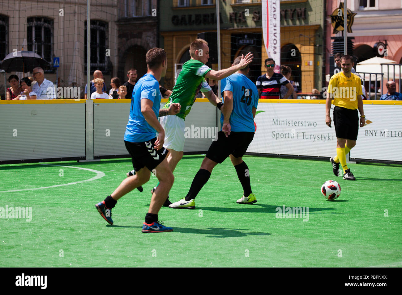 Wroclaw, Pologne, le 28 juillet 2018, l'International X Championnat de Football National Polonais de sans-abri et personnes Traçage WROCLAW CUP 2018, Crédit : Lidia/Mukhamadeeva Alamy Live News Banque D'Images