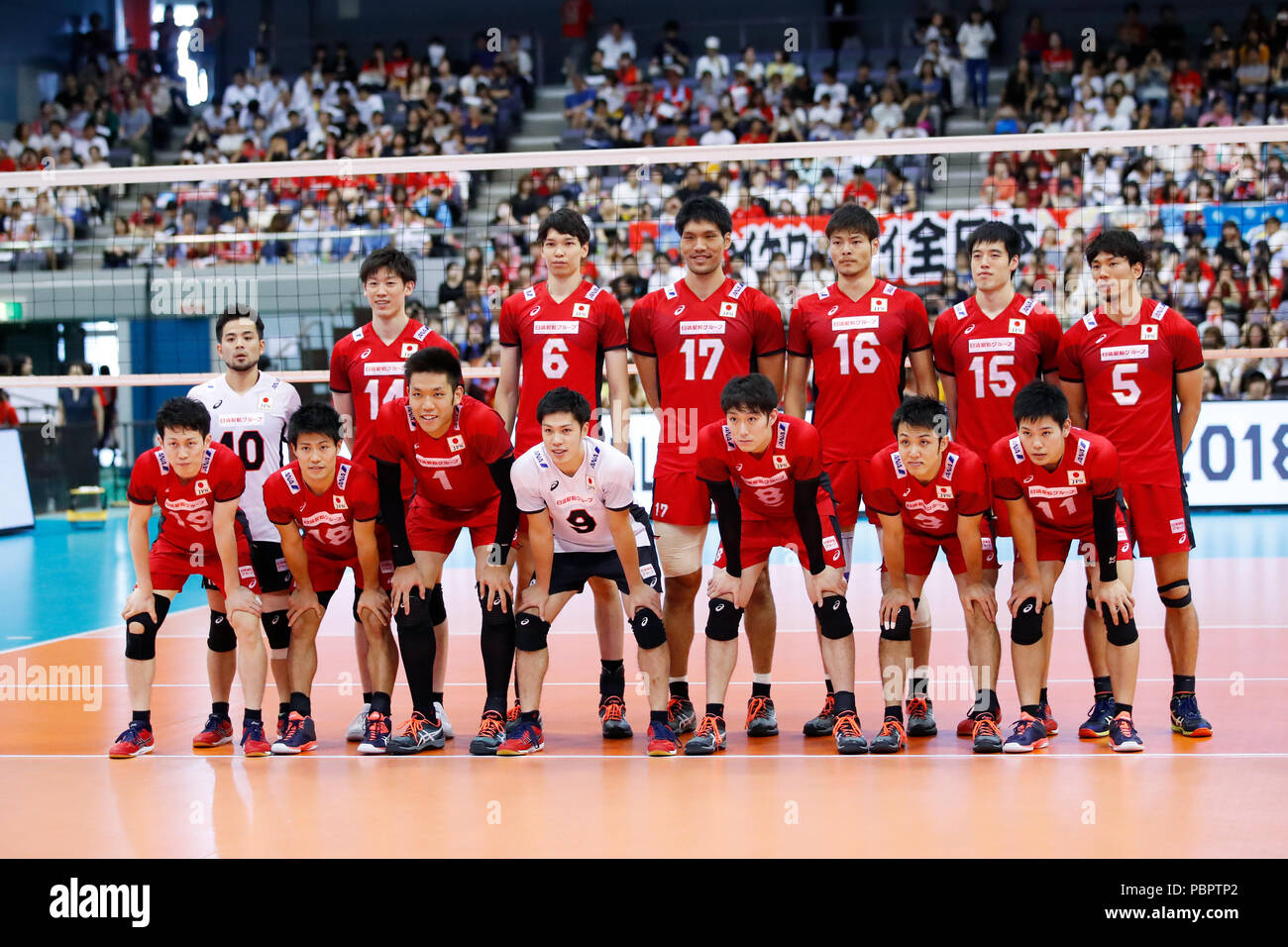 Groupe de l'équipe du Japon (JPN), le 29 juillet 2018 - Volley-ball : match  amical entre le Japon 3-1 Corée du Sud, à l'Aréna de Funabashi, Chiba, Japon.  (Photo par Naoki Morita/AFLO