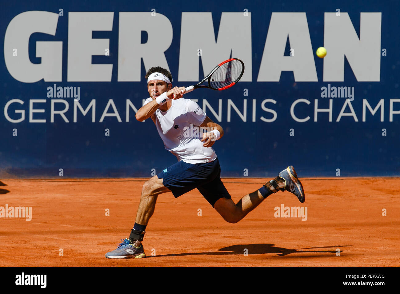 Hambourg, Allemagne, 29 juillet 2018 : Nikoloz Basilashvili de Géorgie a remporté son 1er titre ATP-Tour pendant l'Open allemand à Hambourg Rothenbaum. Crédit : Frank Molter/Alamy live news Banque D'Images