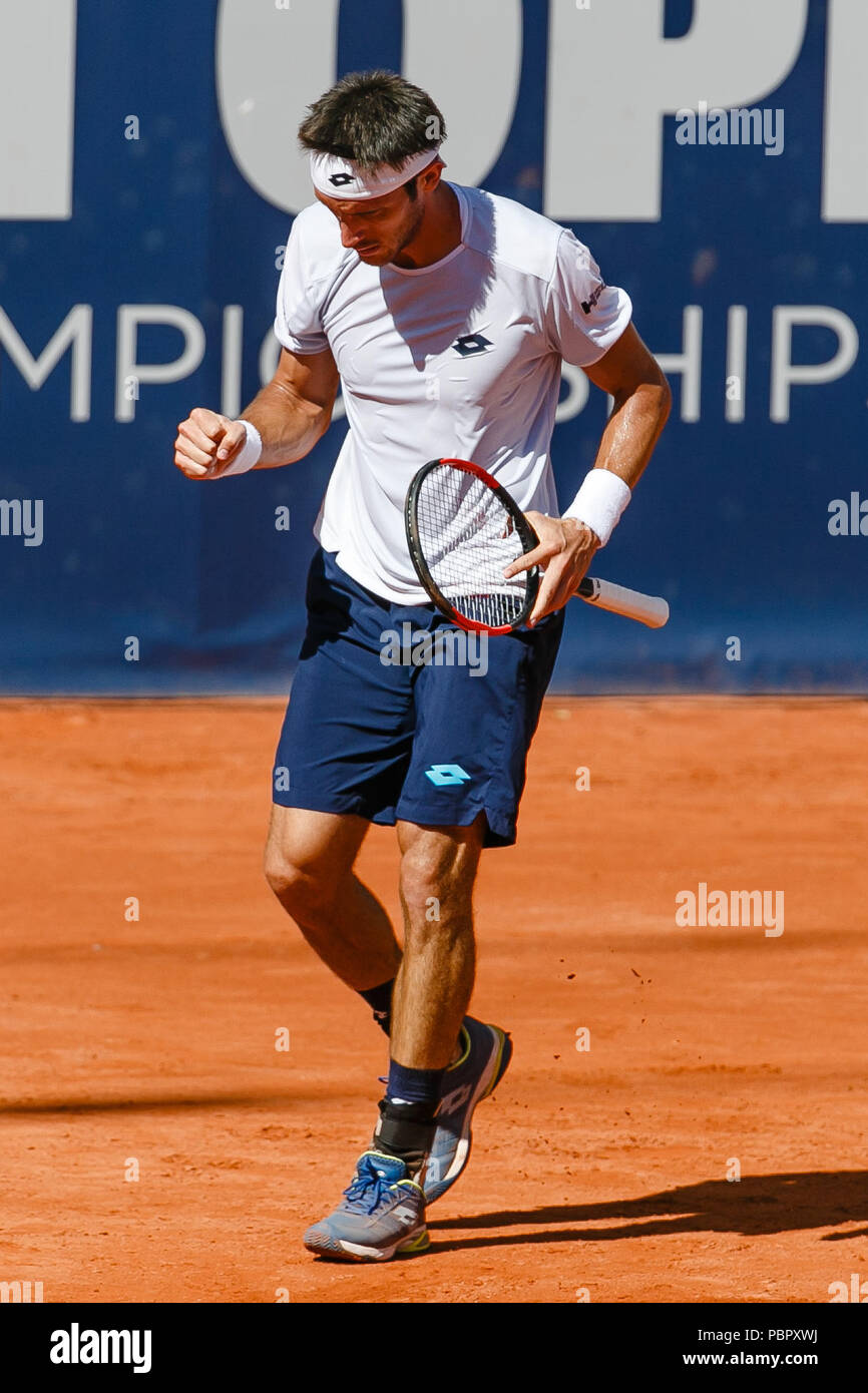 Hambourg, Allemagne, 29 juillet 2018 : Leonardo Mayer de l'Argentine au cours de la Tennis Open allemand à Hambourg Rothenbaum. Crédit : Frank Molter/Alamy live news Banque D'Images