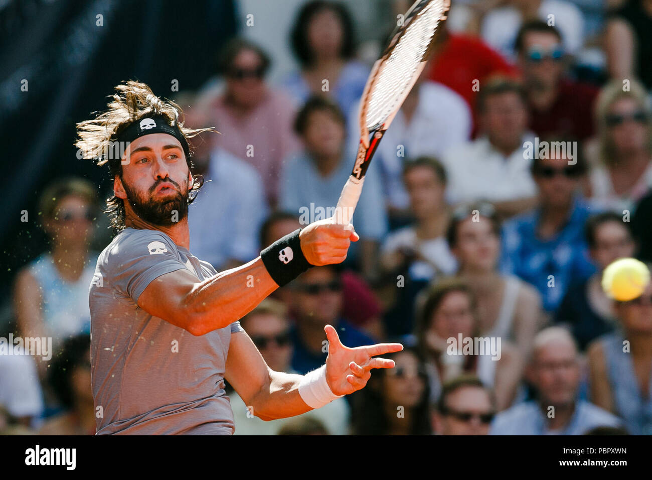 Hambourg, Allemagne, 29 juillet 2018 : Nikoloz Basilashvili de Géorgie a remporté son 1er titre ATP-Tour pendant l'Open allemand à Hambourg Rothenbaum. Crédit : Frank Molter/Alamy live news Banque D'Images