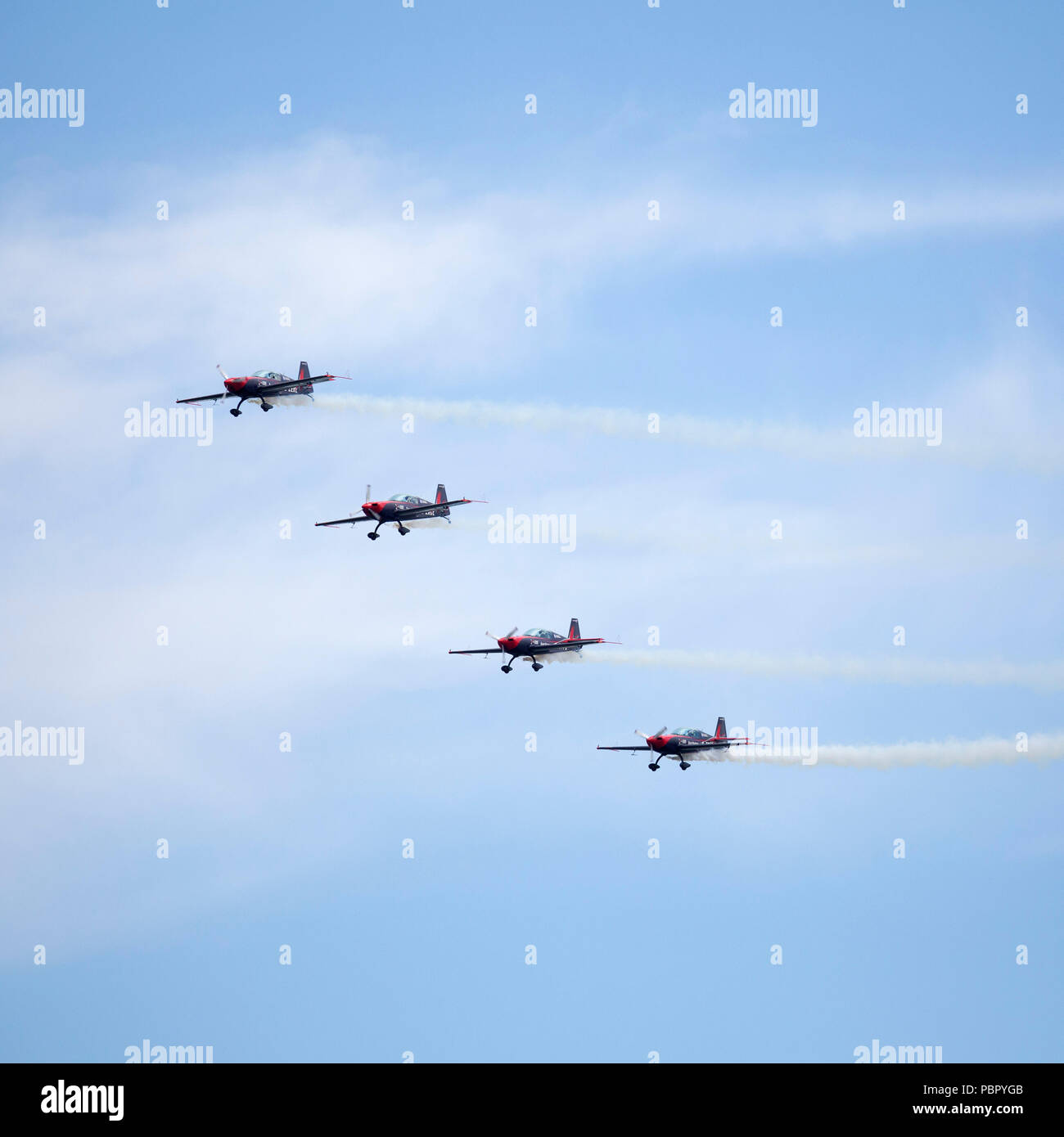 Sunderland, Royaume-Uni, 28 juillet 2018. Les lames à l'équipe de voltige 2018 Sunderland International Airshow à Sunderland, en Angleterre. Les lames sont les seuls civils à temps plein, l'équipe de démonstration aérienne basée au Royaume-Uni. Crédit : Stuart Forster/Alamy Live News Banque D'Images