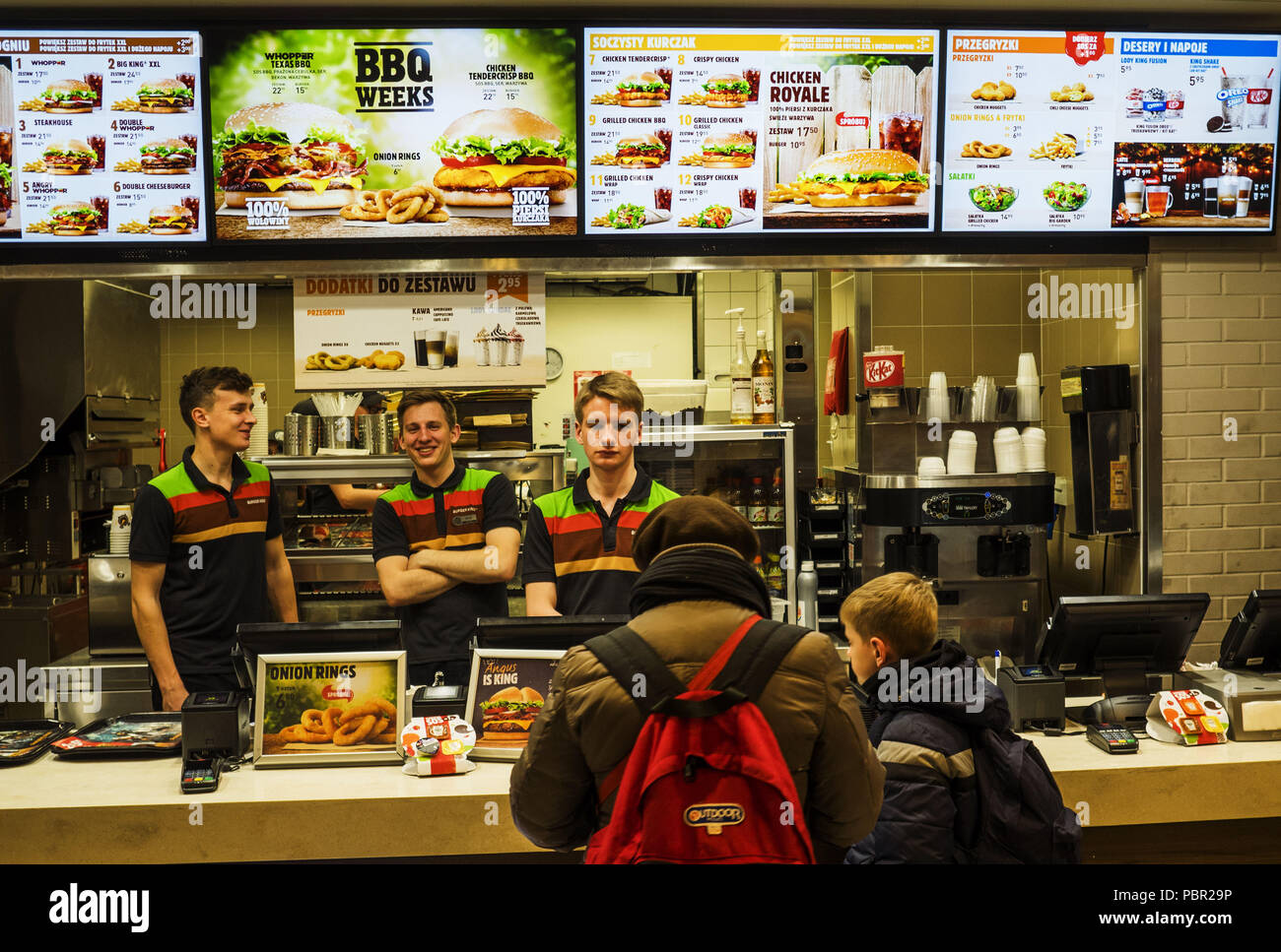 Cracovie, Pologne. 18 Mar, 2018. Restaurant Burger King à Galeria  Krakowska. Burger King (BK) est un Américain de la chaîne mondiale  d'hamburger de restauration rapide. Situé dans la zone non incorporée du