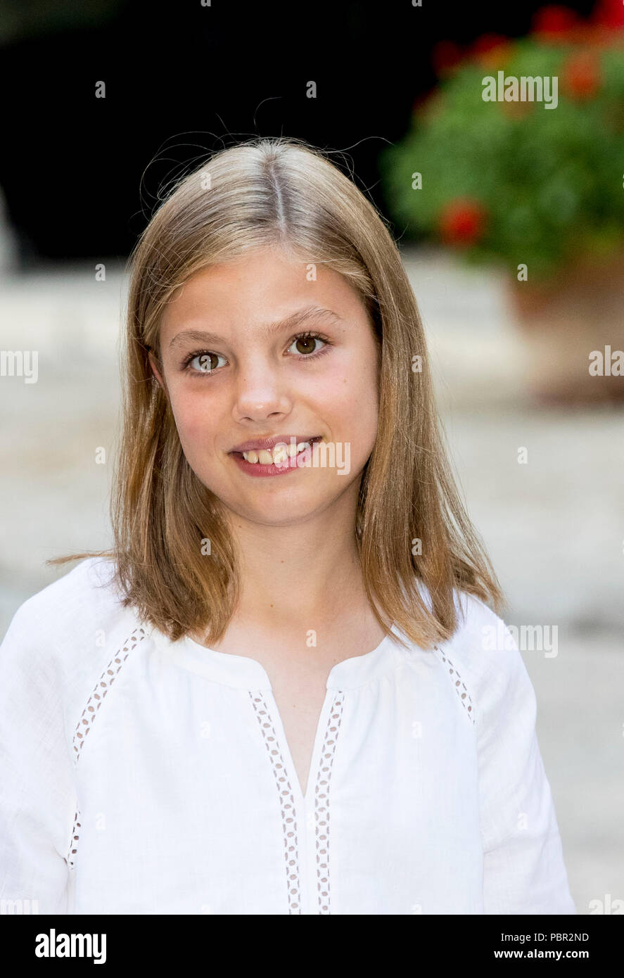 Palma de Mallorca, Espagne. 29 juillet, 2018. Le roi Felipe, Letizia, Leonor Princesse La Reine et la Princesse Sofia d'Espagne à l'Almudaina à Palma de Majorque, Espagne, 29 juillet 2018. Crédit : Patrick van Katwijk |/dpa/Alamy Live News Banque D'Images