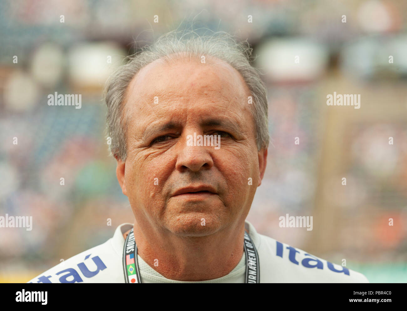 East Hartford, Connecticut, USA. 29 juillet 2018 : l'entraîneur-chef du Brésil Oswoldo attendsTournament Alvarez Vodoo de Nations match contre le Japon à Pratt & Whitney stadium Crédit : lev radin/Alamy Live News Banque D'Images