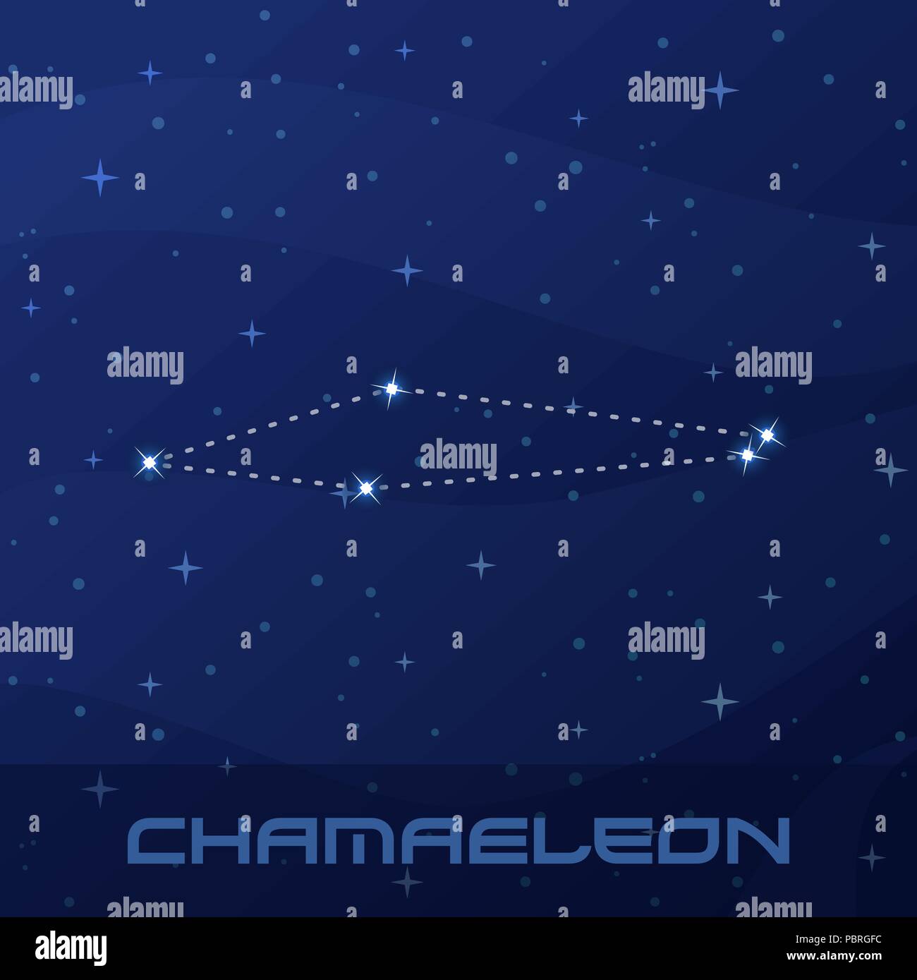 Constellation Chamaeleon, Caméléon, nuit sky Illustration de Vecteur