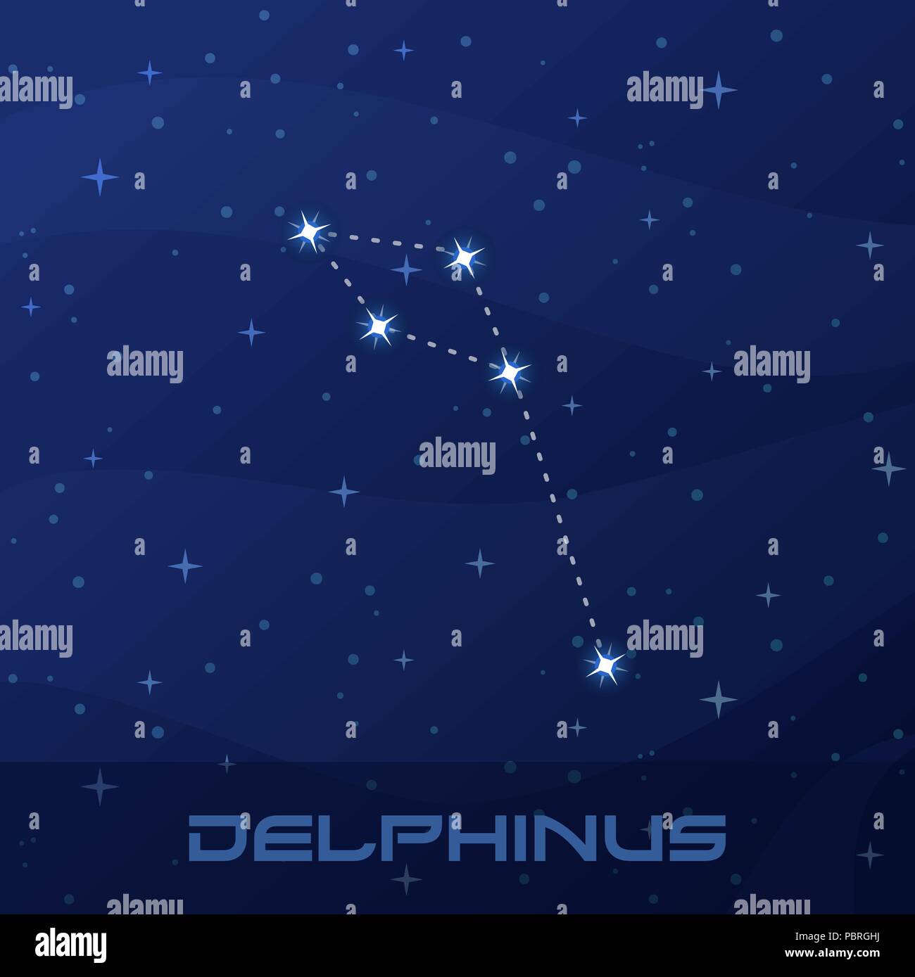 Constellation, Dolphin, night sky Illustration de Vecteur
