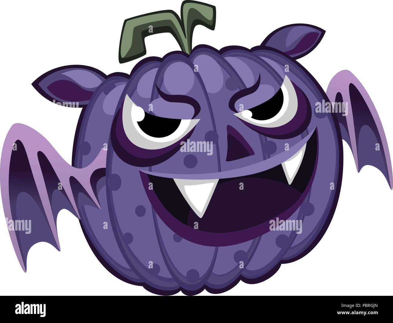 Illustration d'une citrouille vampire violet avec des ailes et de crocs Illustration de Vecteur