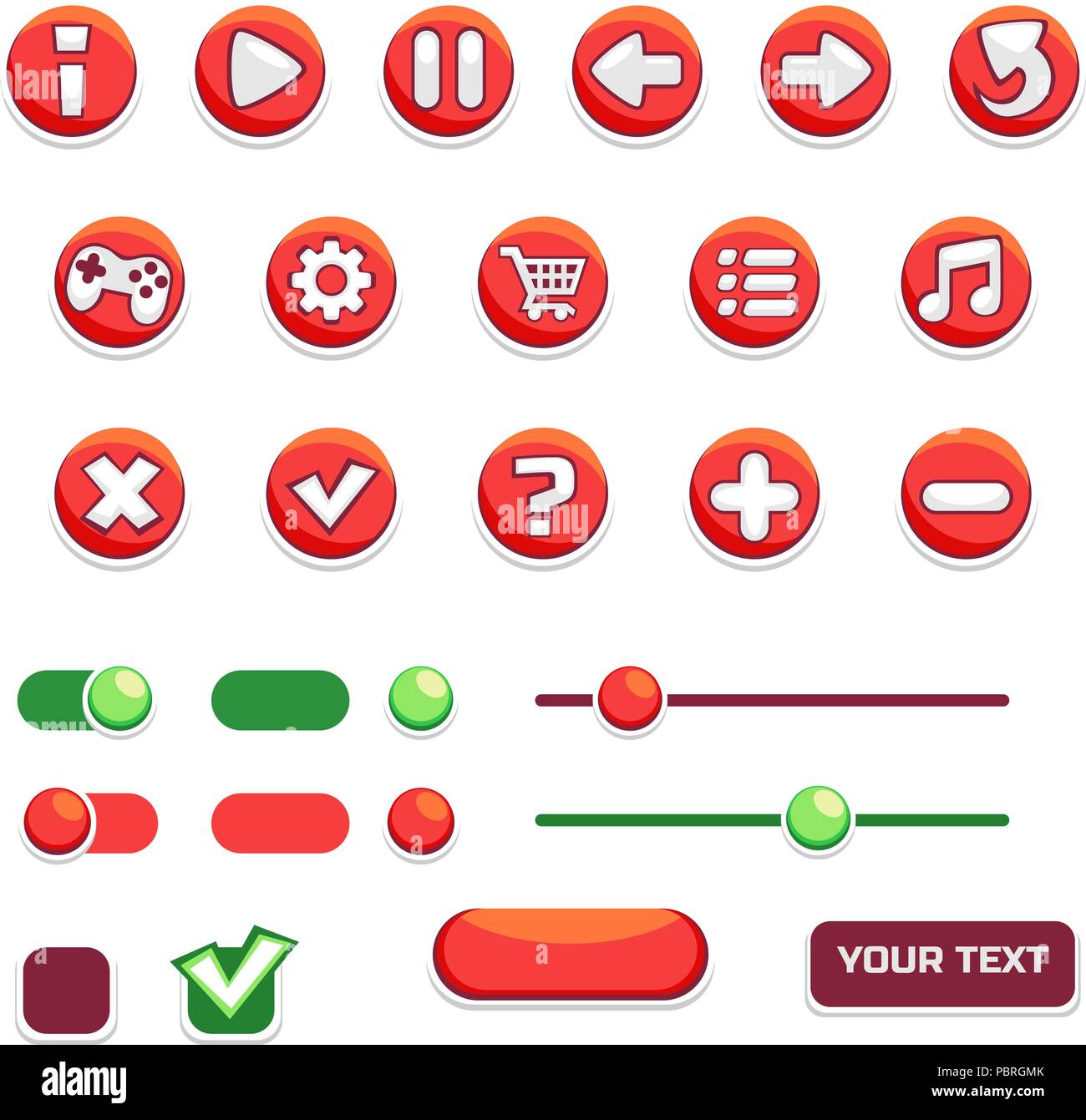 Cartoon ensemble de boutons de jeu et l'interface utilisateur Illustration de Vecteur