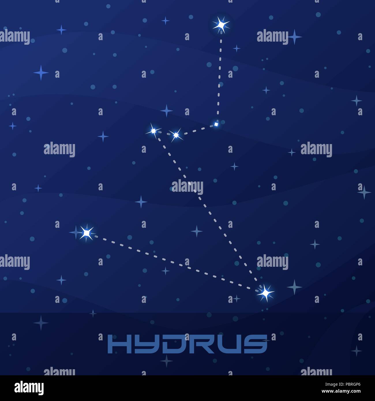Constellation Hydrus, Serpent d'eau Illustration de Vecteur