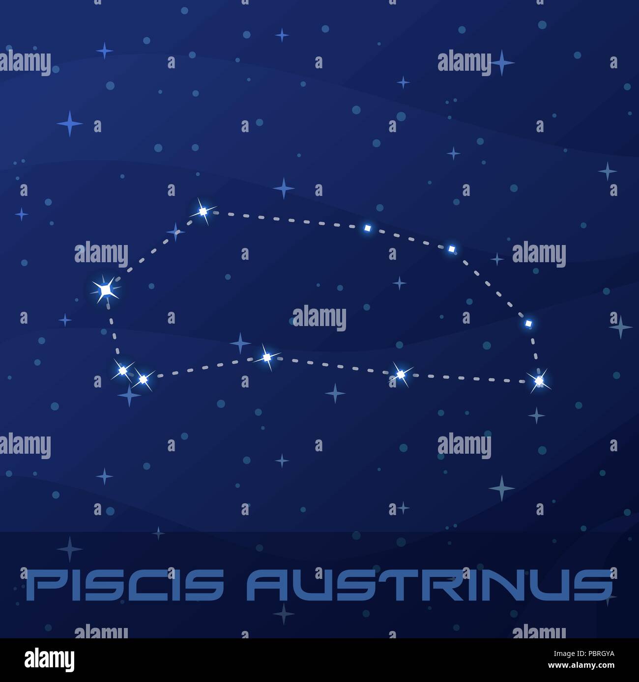 Constellation Piscis Austrinus, le sud de poisson Illustration de Vecteur