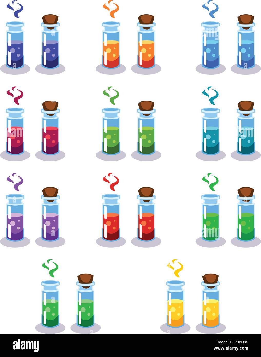 Cartoon bouteilles avec du poison de couleurs différentes Illustration de Vecteur
