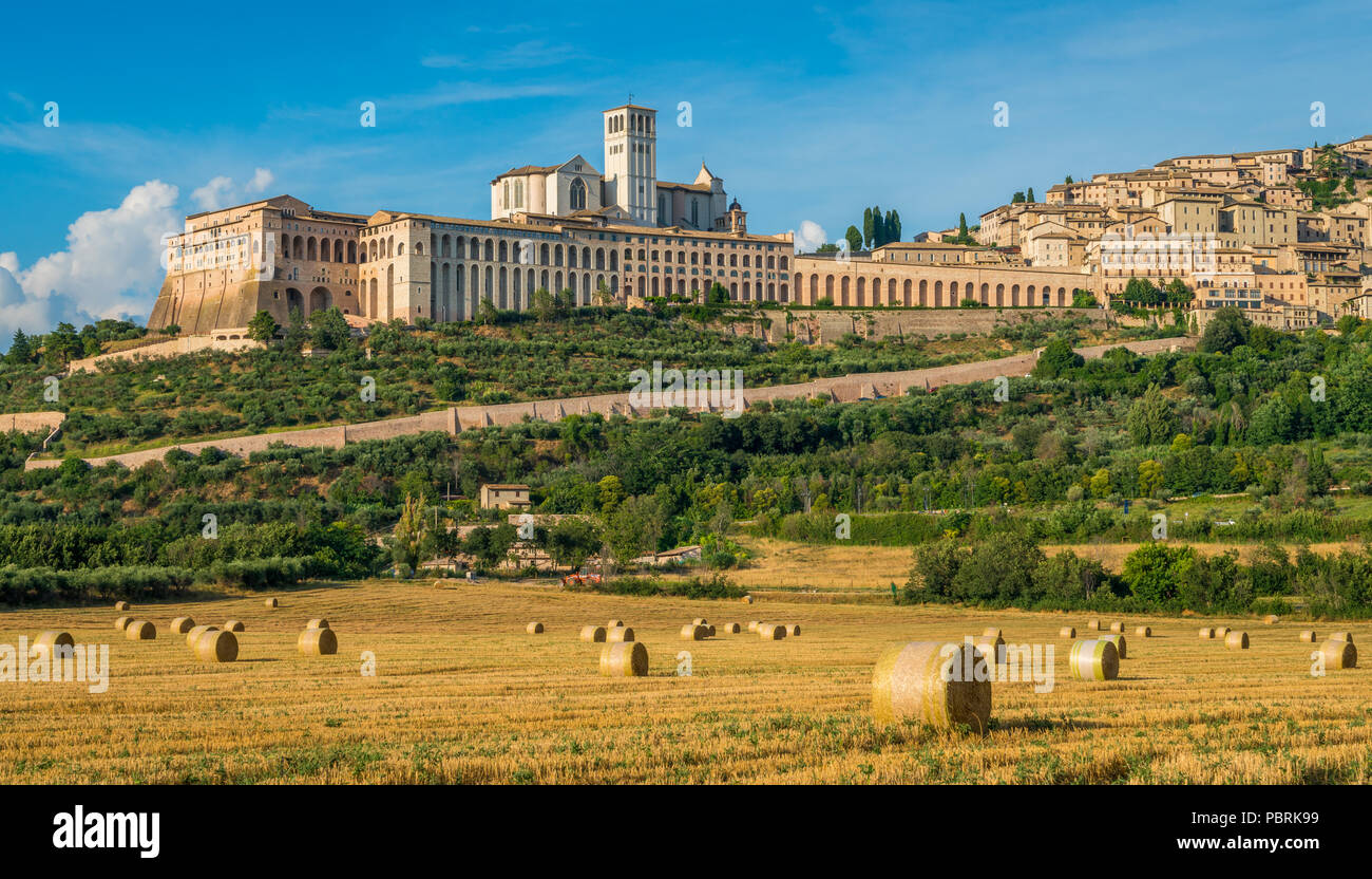 Vue panoramique d'assise, dans la province de Pérouse, dans la région Ombrie en Italie. Banque D'Images
