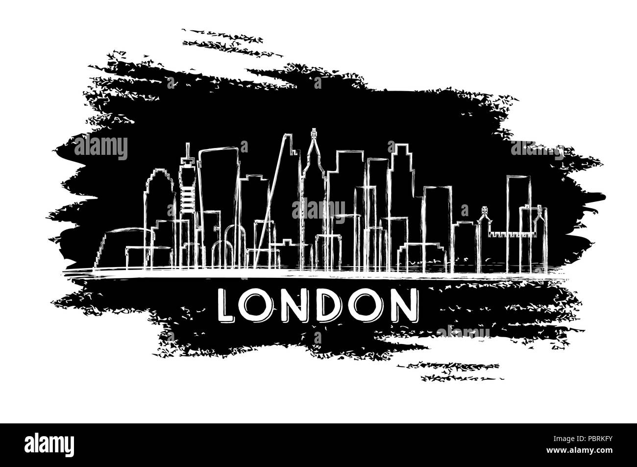 London Skyline Silhouette. Croquis dessinés à la main. Vector Illustration. Les voyages d'affaires et tourisme Concept avec l'architecture historique. La ville de Londres Illustration de Vecteur