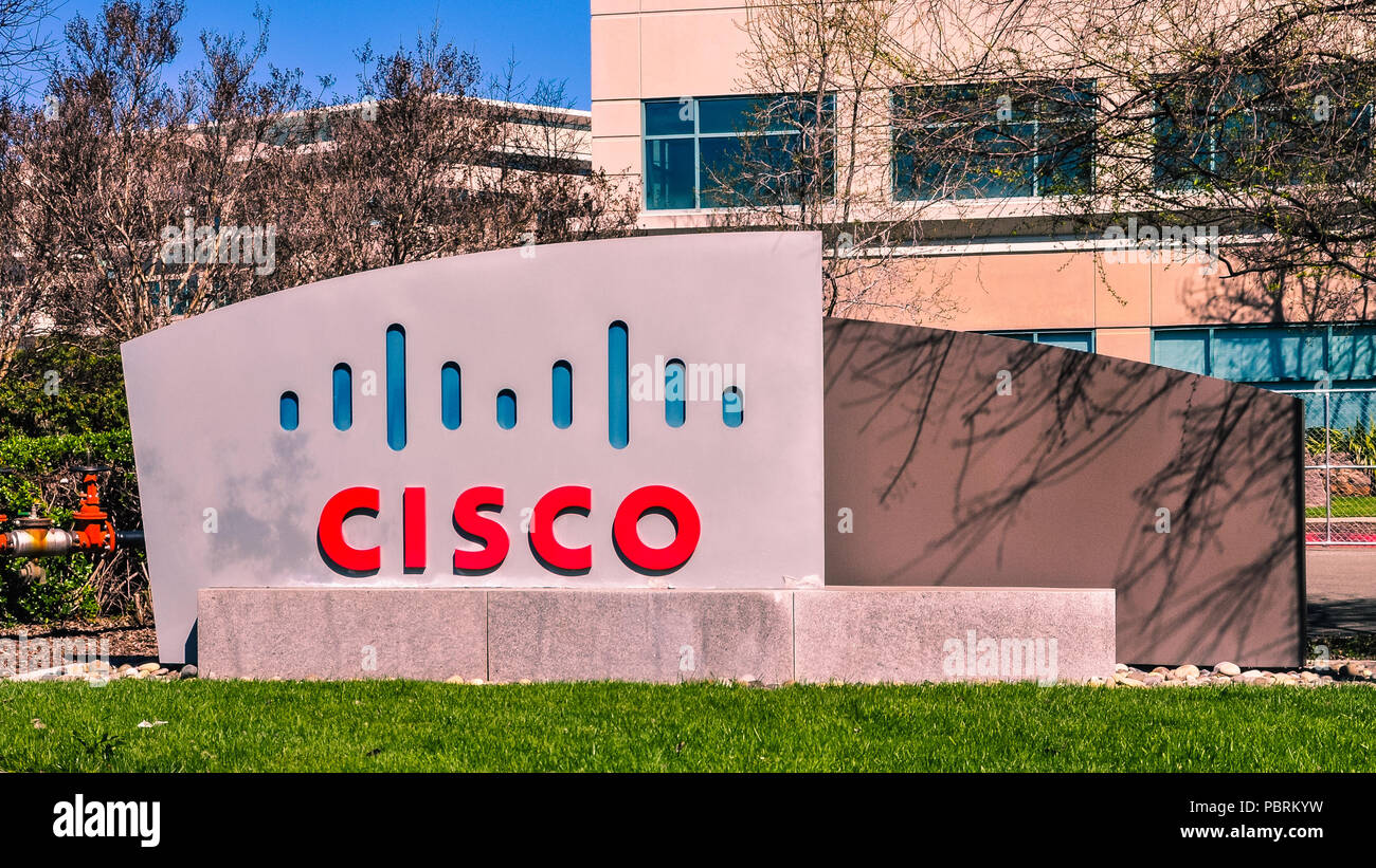 CISCO Systems. Basée à San Jose, CA, dans le centre de la Silicon Valley, CISCO Systems est une société multinationale américaine. Banque D'Images
