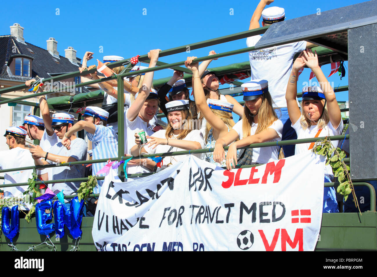 Les étudiants des collèges et célébrer la fin de l'année universitaire à Copenhague, Danemark Banque D'Images