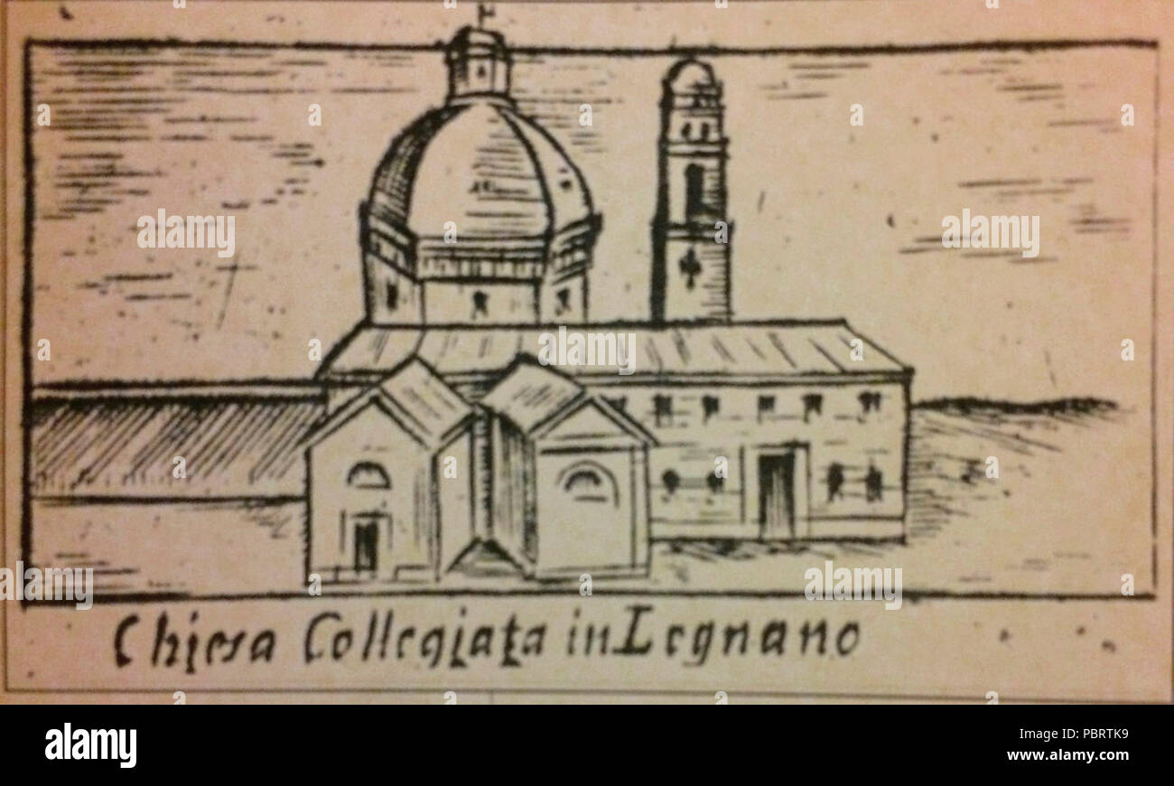 Acquaforte del 1676 rappresentante la basilique San Magno (Legnano). Banque D'Images