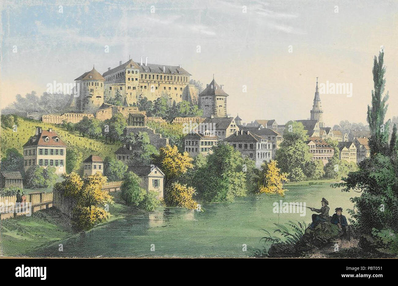 Adam Gatternicht - Tübingen, Ansicht vom oberen Neckar aus. Banque D'Images