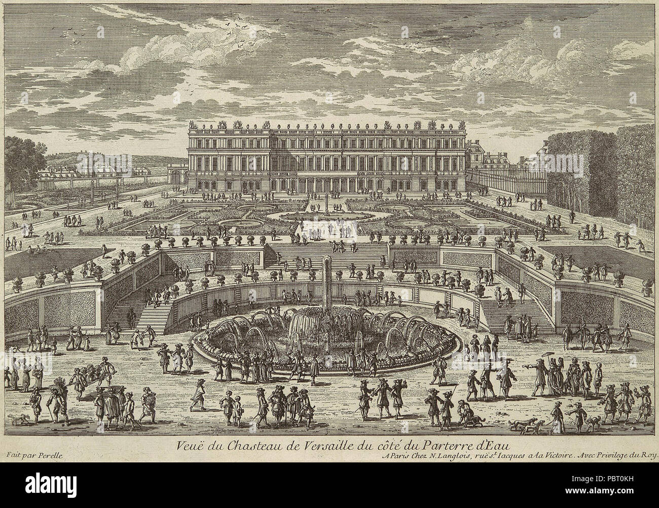 Adam Perelle, vue de Versailles, jardin façade, années 1680. Banque D'Images