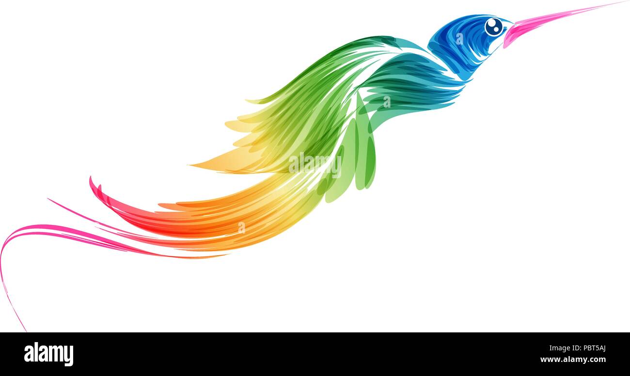Résumé oiseau volant multicolore stylisé sur un fond blanc Illustration de Vecteur