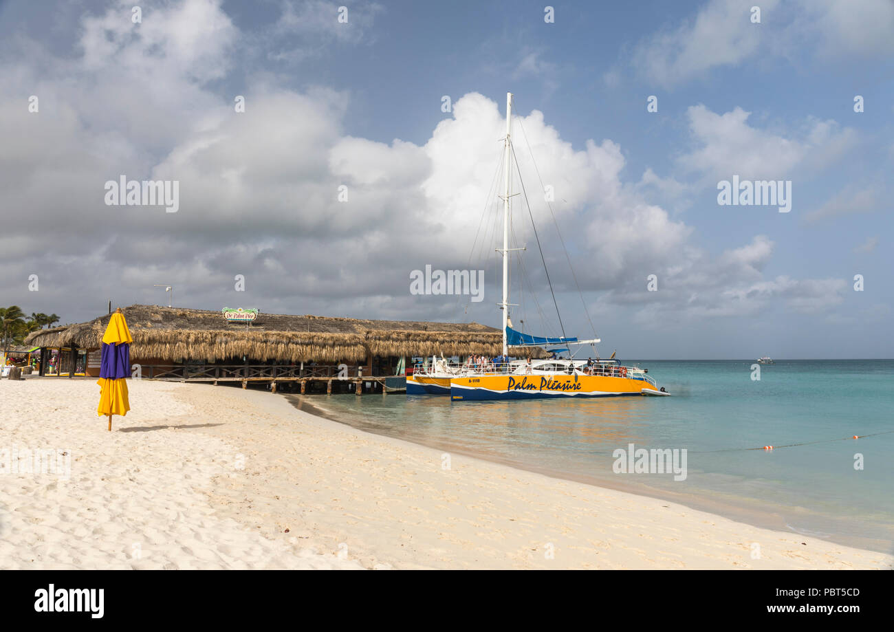 De la jetée de Palm, Palm Beach, Aruba, Antilles Banque D'Images