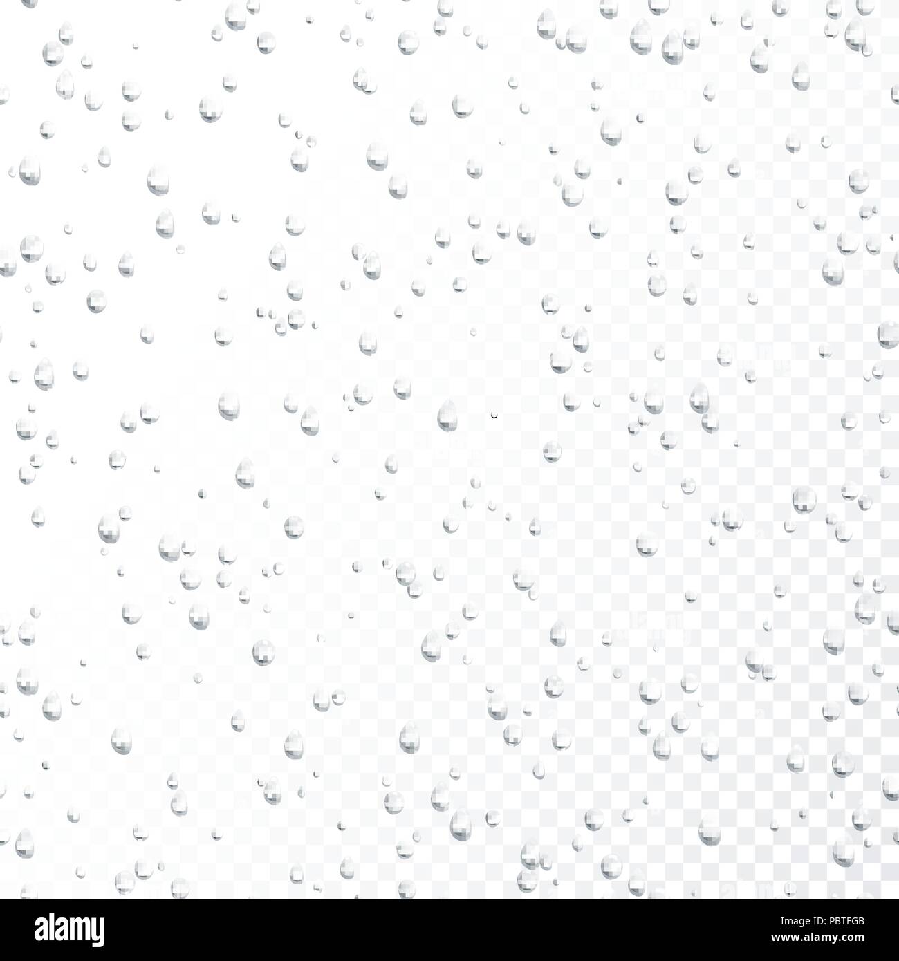 Modèle sans couture. gouttes Gouttes d'eau sur fond transparent. Gouttes de pluie. Bulles réaliste sur fond transparent. Vector illustration Illustration de Vecteur