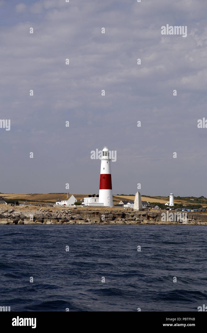 Portland Bill Lighthouse vue de la mer Banque D'Images