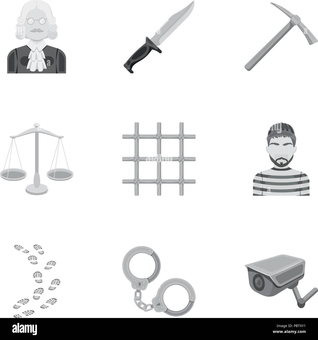 Cage,ensemble,cell,collection,cour,crime,chien,d'empreintes digitales,footprint,hammer,icône,menottes,illustration,images,prison,isolé,logo,touches,loupe,,masque,monochrome,objets,prison prisonnier prisonniers,,punch,mort,set,signer,Surveillance,voleurs,voleur,symbole vecteur,web,bois, vecteurs vecteur , Illustration de Vecteur