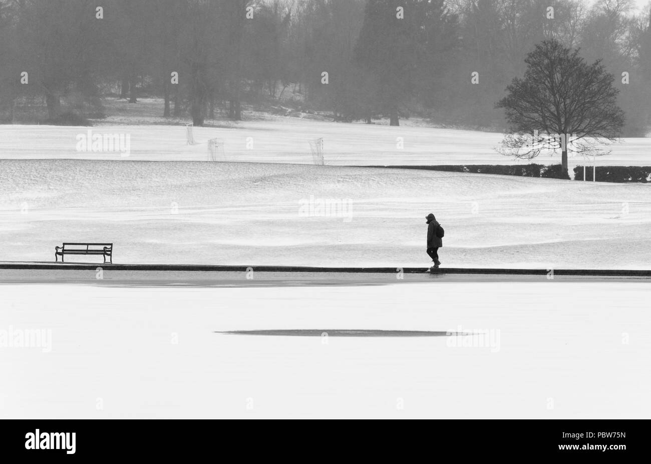 LakeHertfordshire couvertes de neige de Verulam Park St. Banque D'Images