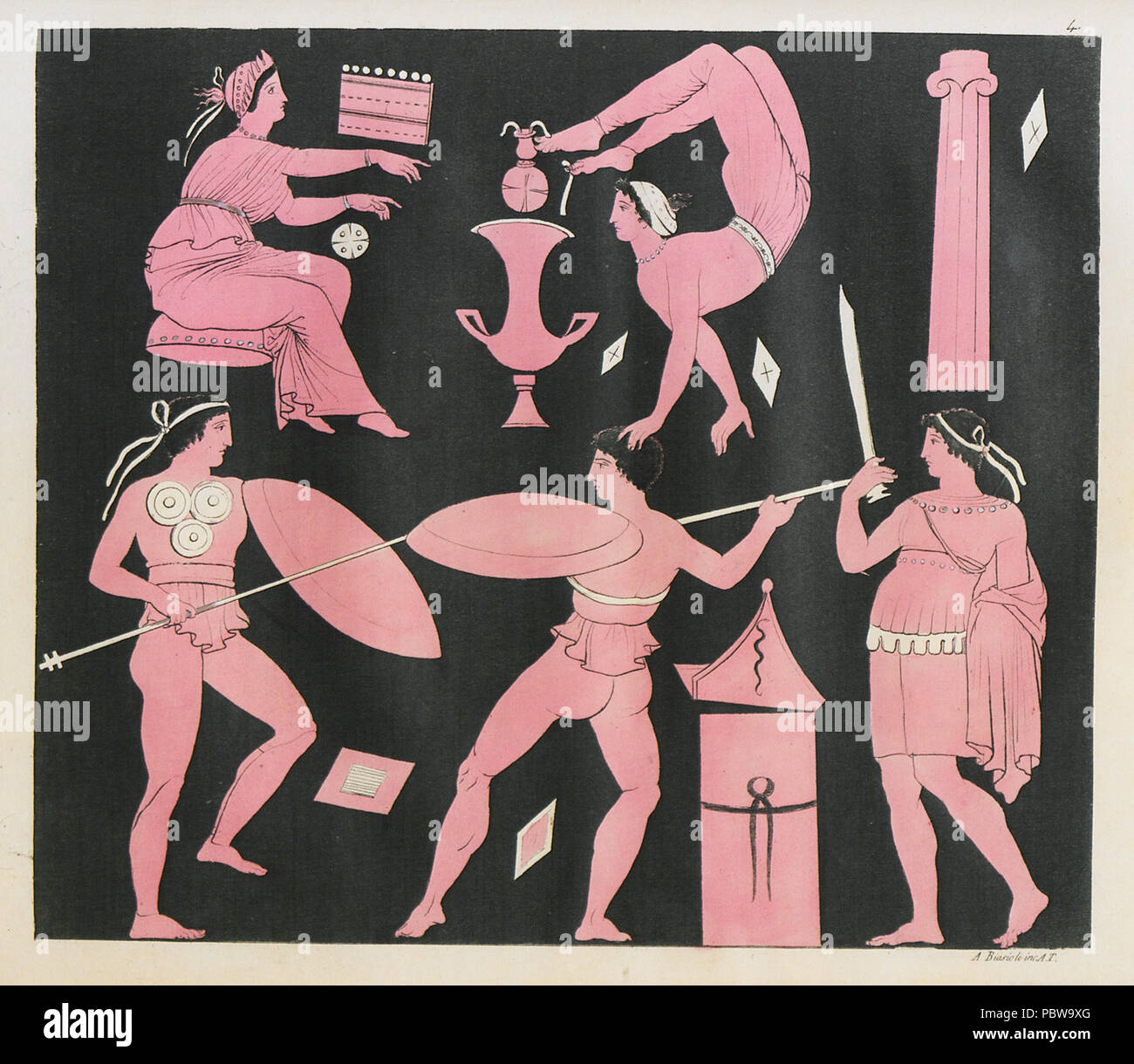 Des scènes de danse 152 vases grecs antiques (2) - Gironi Robustiano - 1820 Banque D'Images