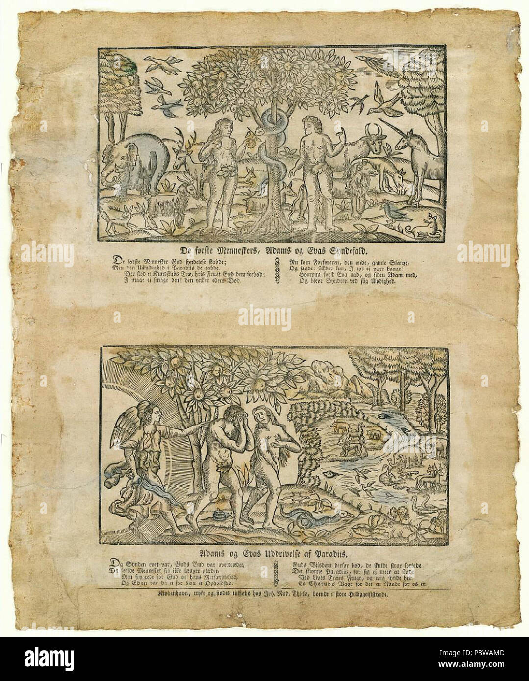 De 155 Menneskers, første og Eva Adams. Syndefald og Adams og Eva Uddrivelse Paradiis af Banque D'Images