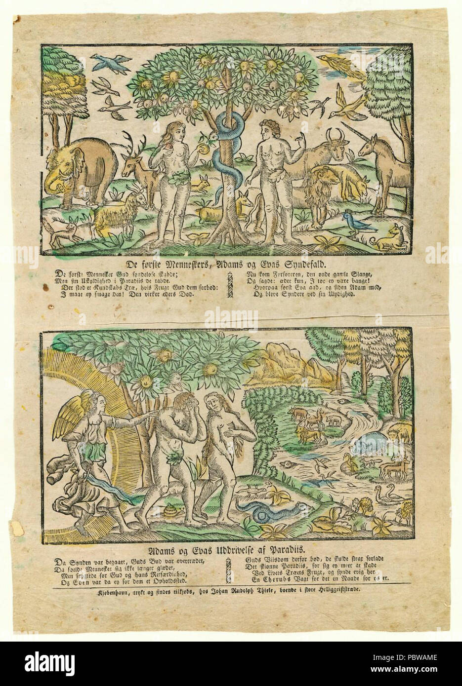 De 155 Menneskers første og Eva Syndefald, Adams. Adams og Eva Uddrivelse af Paradiis II Banque D'Images