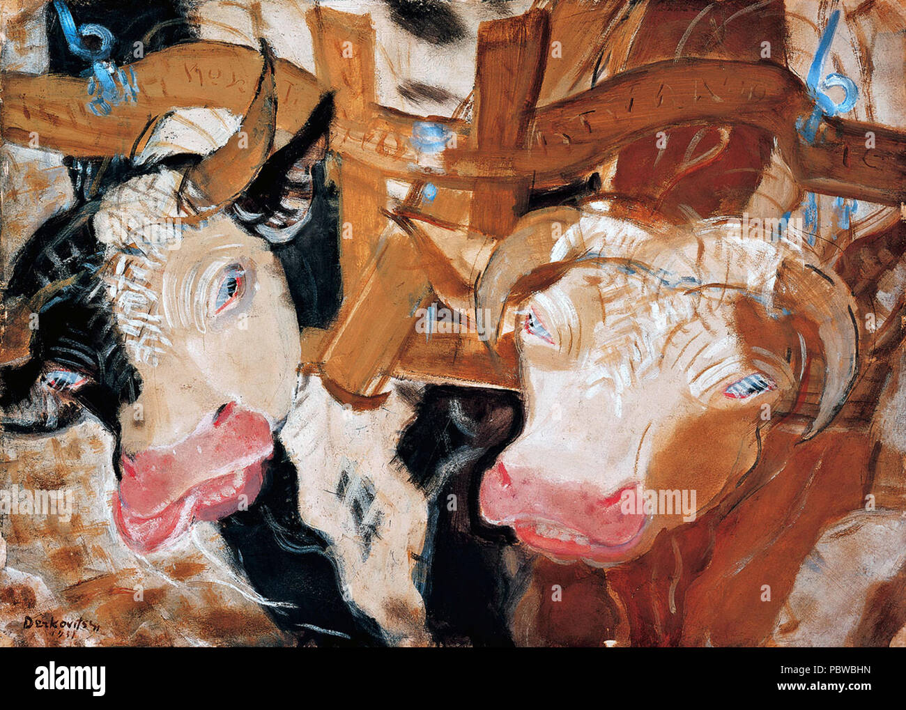 Gyula Derkovits 160 - 1931 - (Igásfogat szekér Ökrös) Banque D'Images