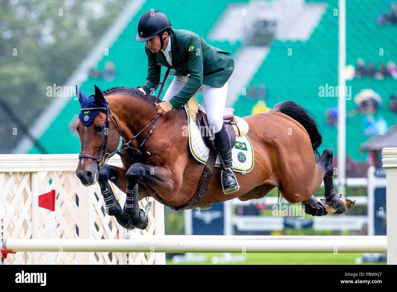 La troisième place. L'équipe brésilienne. Felipe Amaral équitation Premiere Carthoes BZ. Soutien-gorge. Premier tour. Concours hippique. Longines Jumping FEI Nations Cup de Grande-bretagne au Royal International Horse Show BHS. Tous les cours de saut de l'Angleterre. Hickstead. La Grande-Bretagne. 29/07/2018. Credit : Sport en images/Alamy Live News Banque D'Images