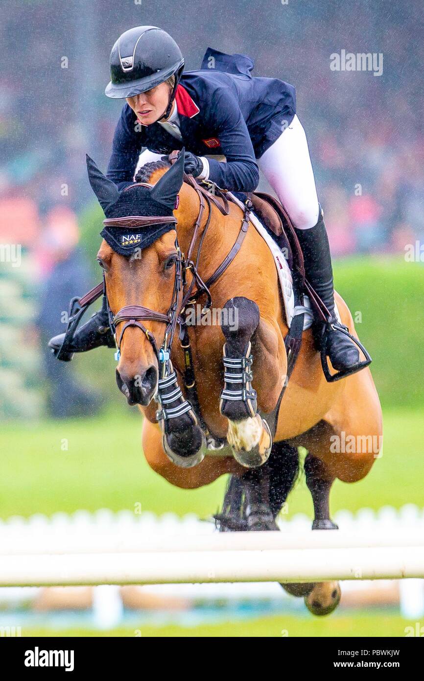 La deuxième place. Team GB. Amanda Derbyshire équitation Luibanta BH. GBR. Deuxième tour. Concours hippique. Longines Jumping FEI Nations Cup de Grande-bretagne au Royal International Horse Show BHS. Tous les cours de saut de l'Angleterre. Hickstead. La Grande-Bretagne. 29/07/2018. Credit : Sport en images/Alamy Live News Banque D'Images