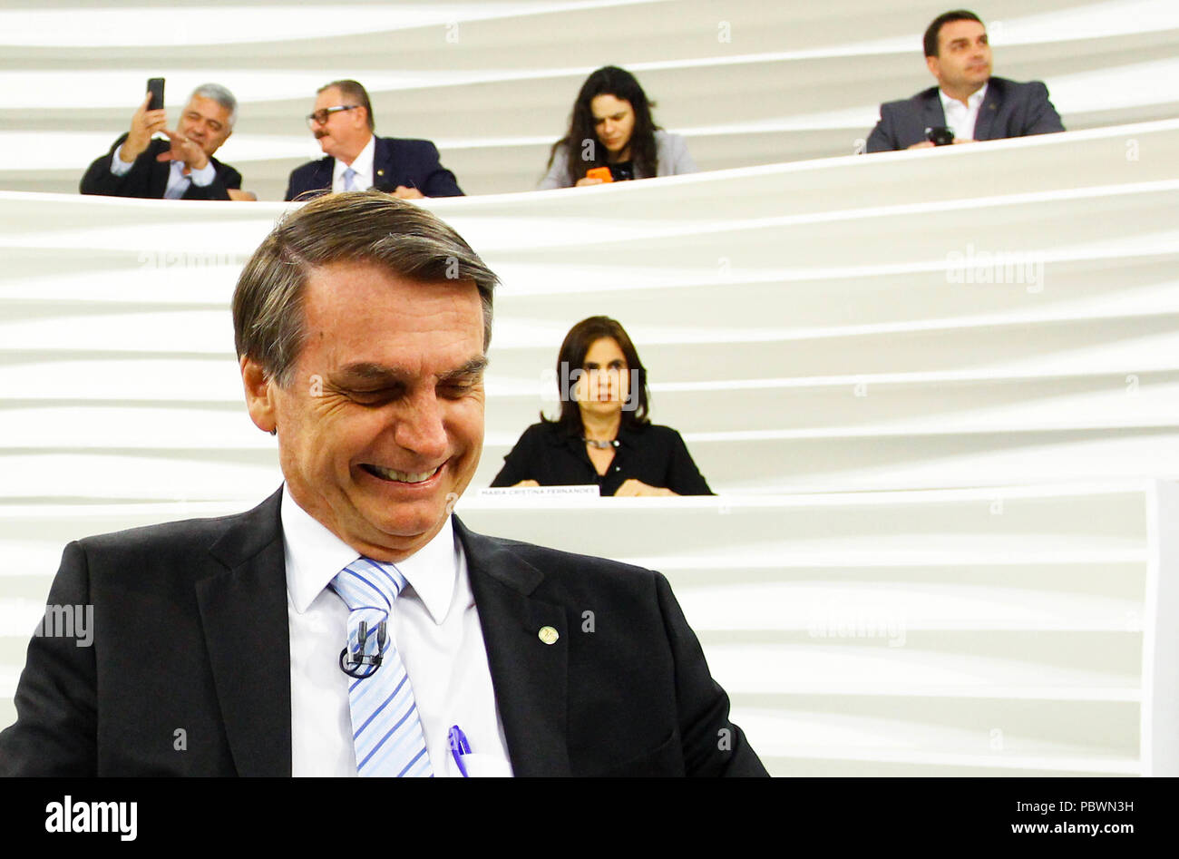 SÃO PAULO, SP - 30.07.2018 : BOLSONARO JAĎR, RODA VIVA - faire participer le candidat à la présidence de la République par le PSL, Jaïr, Bolsonaro participe à la nuit de ce lundi (30) de la Roda Viva programme de TV Cultura. (Photo : Aloisio Mauricio/Fotoarena) Banque D'Images