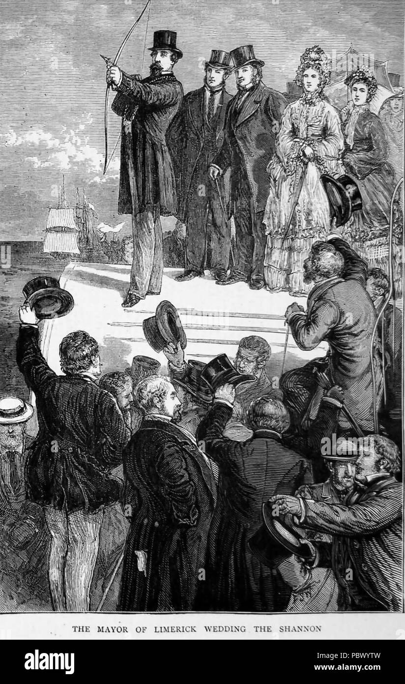 FRANCIS WALKER (1848-1916) artiste irlandais. Gravure montrant le maire Limerick dans le mariage la cérémonie de Shannon dans les années 1880 Banque D'Images