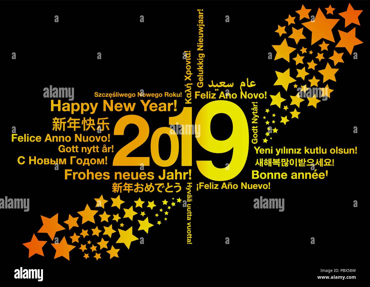 Bonne année 2019 dans différentes langues Illustration de Vecteur