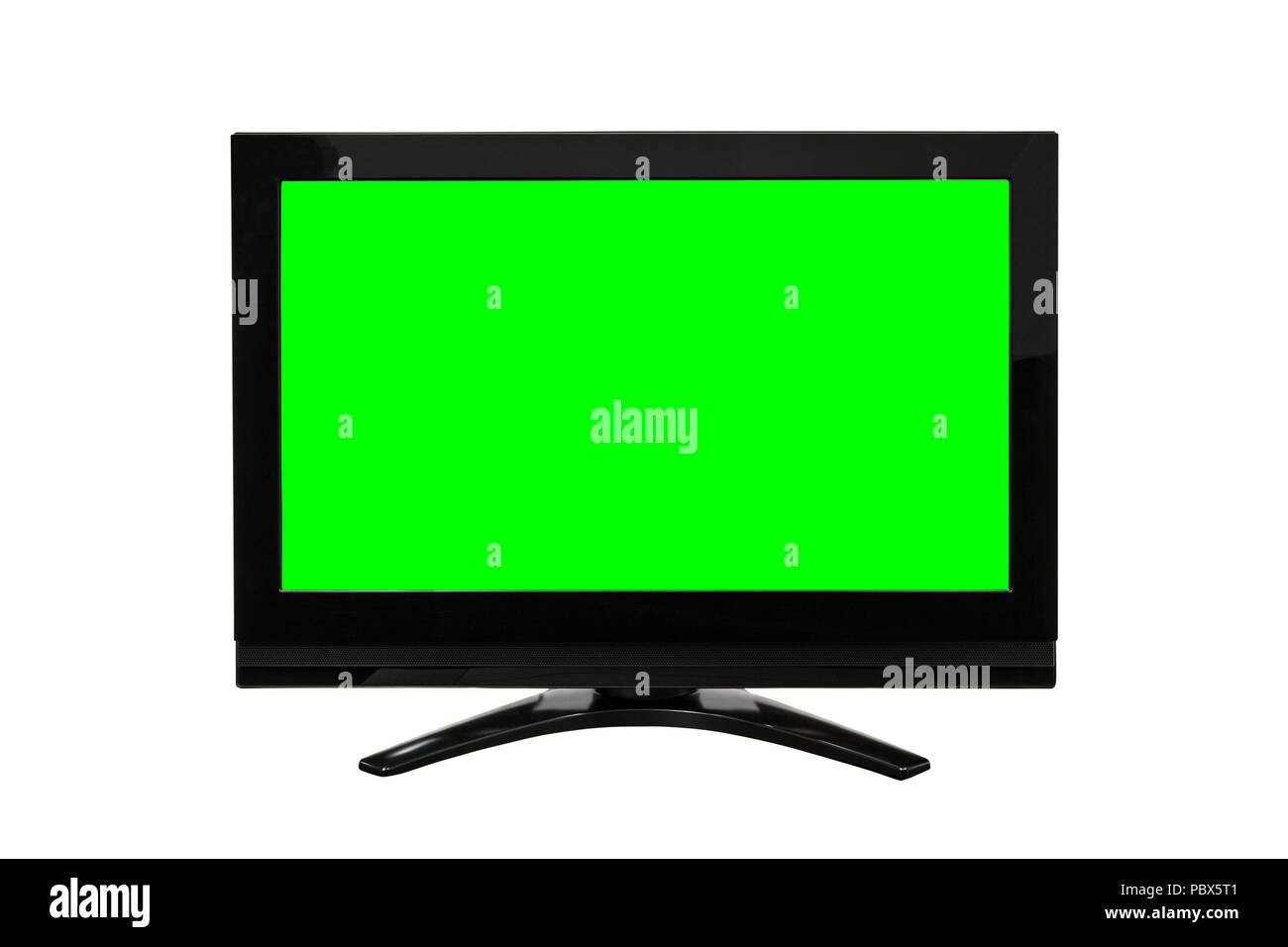 La télévision moderne isolé sur blanc avec écran vert chroma key. Banque D'Images