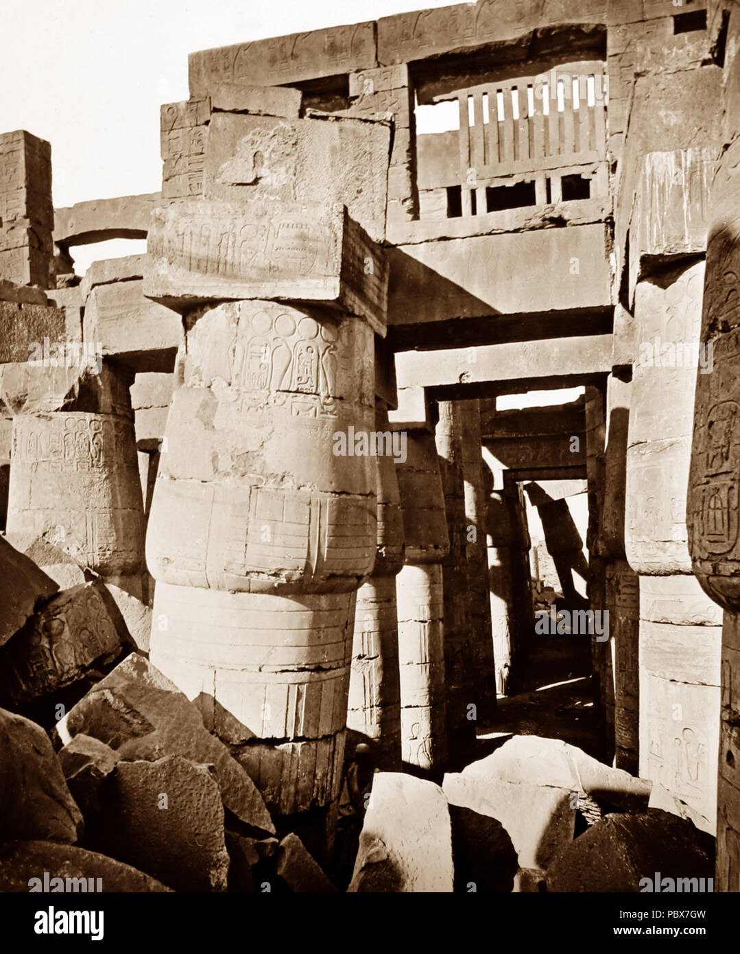 Temple de Karnak, en Égypte, la période victorienne Banque D'Images