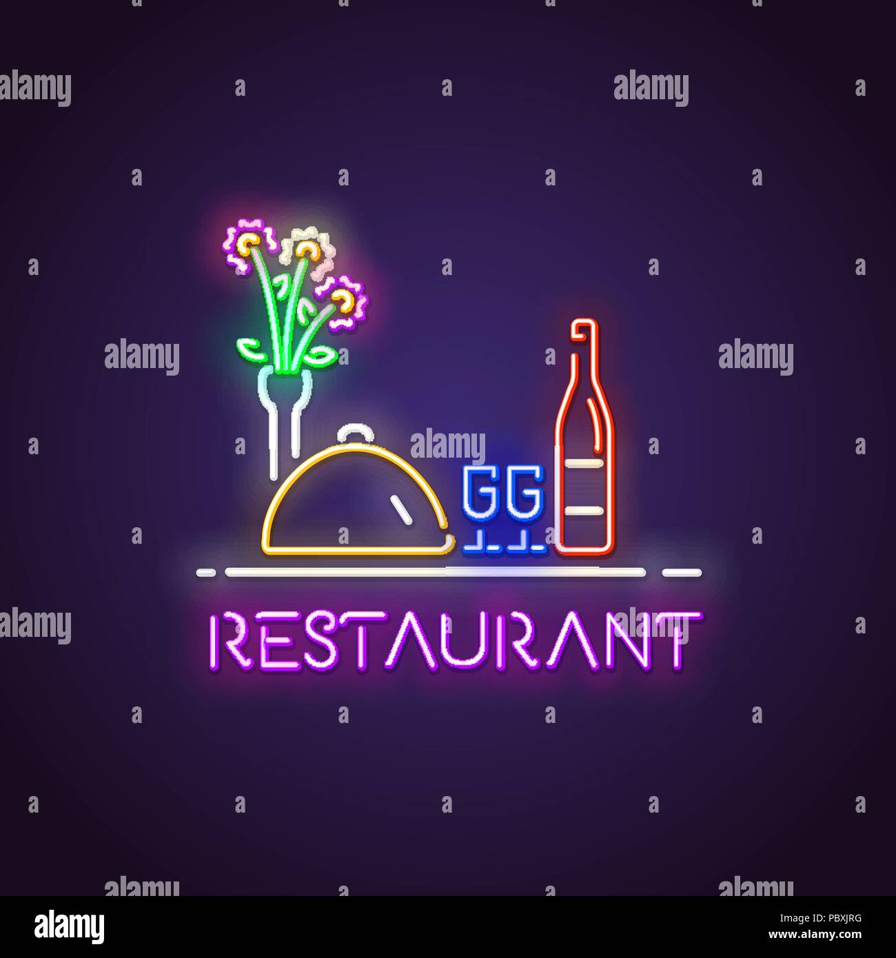 Restaurant neon light Illustration de Vecteur