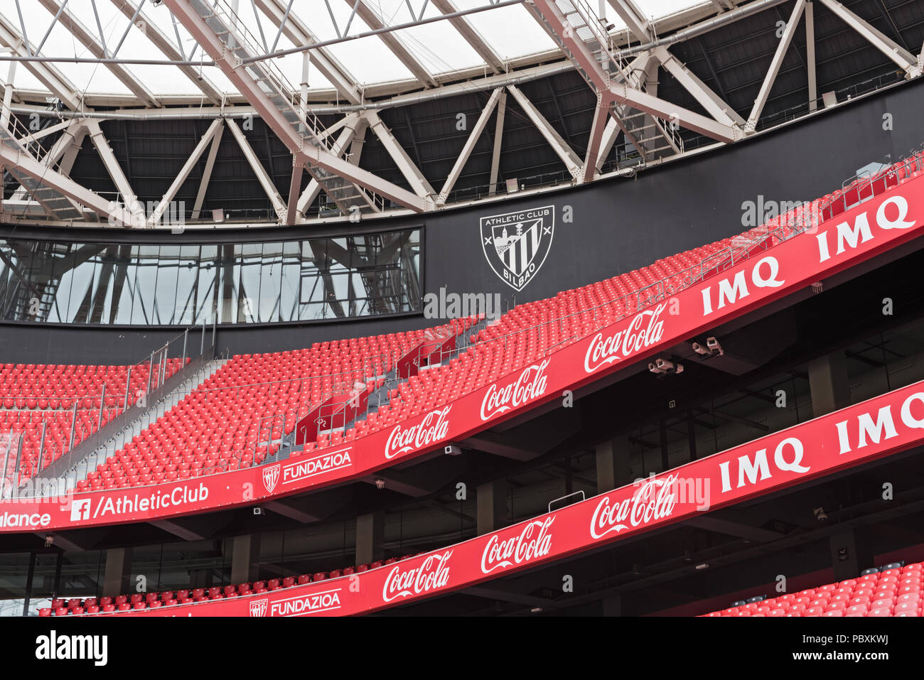 Voir des stands de San Mames, football, stade de l'Athletic Club Bilbao, Pays Basque, Espagne. Banque D'Images