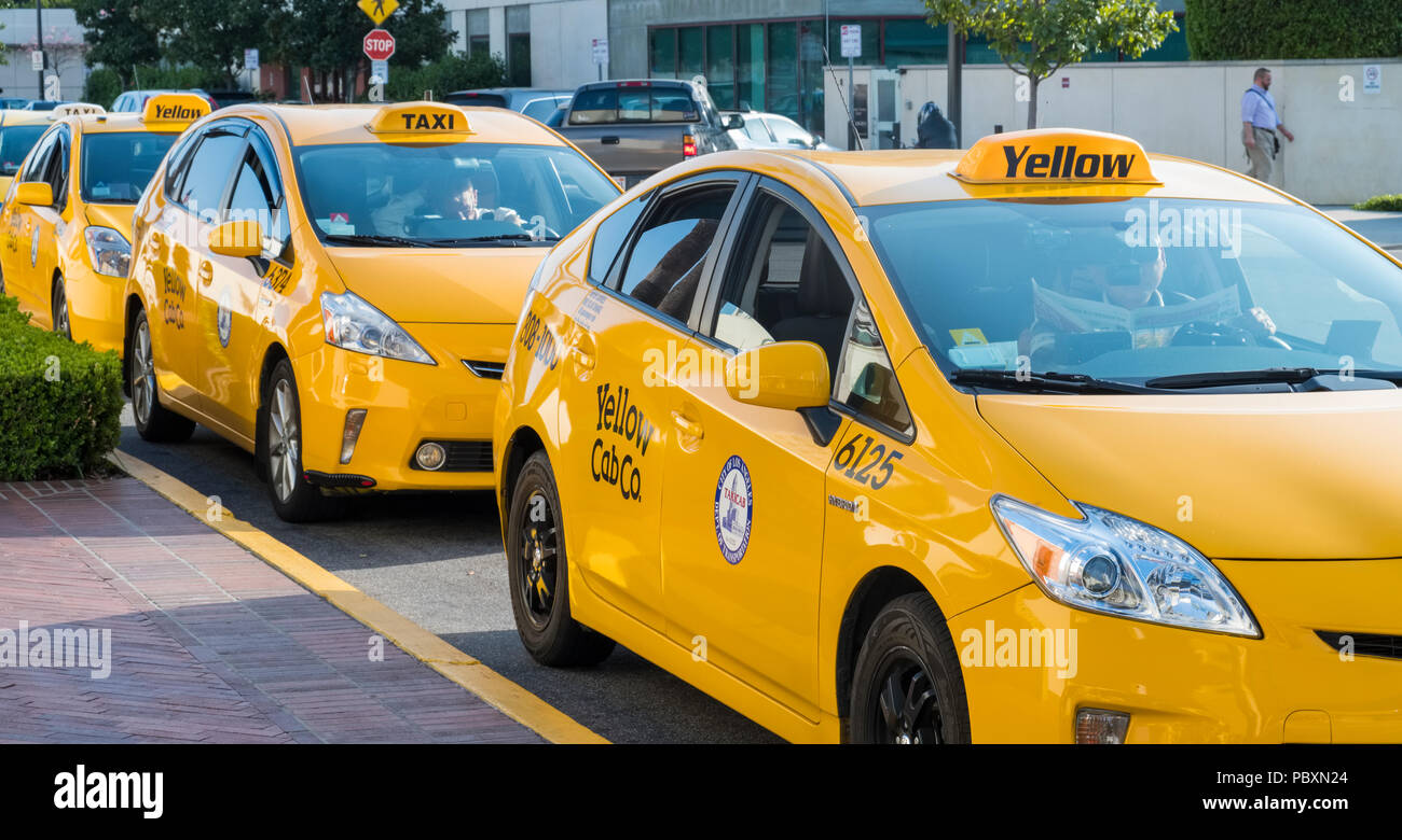 Les taxis jaunes à Los Angeles, Californie, LA, CA, USA, la Yellow Cab Company Banque D'Images