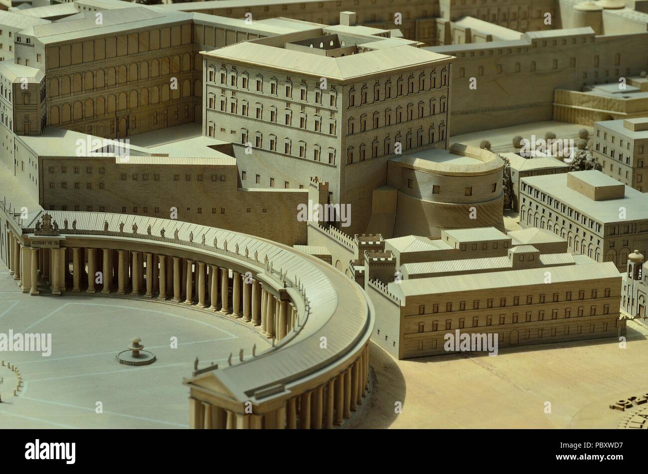 Maquette en bois (miniature) de la Cité du Vatican exposée dans les musées du Vatican, Cité du Vatican, Rome, Italie, Europe Banque D'Images