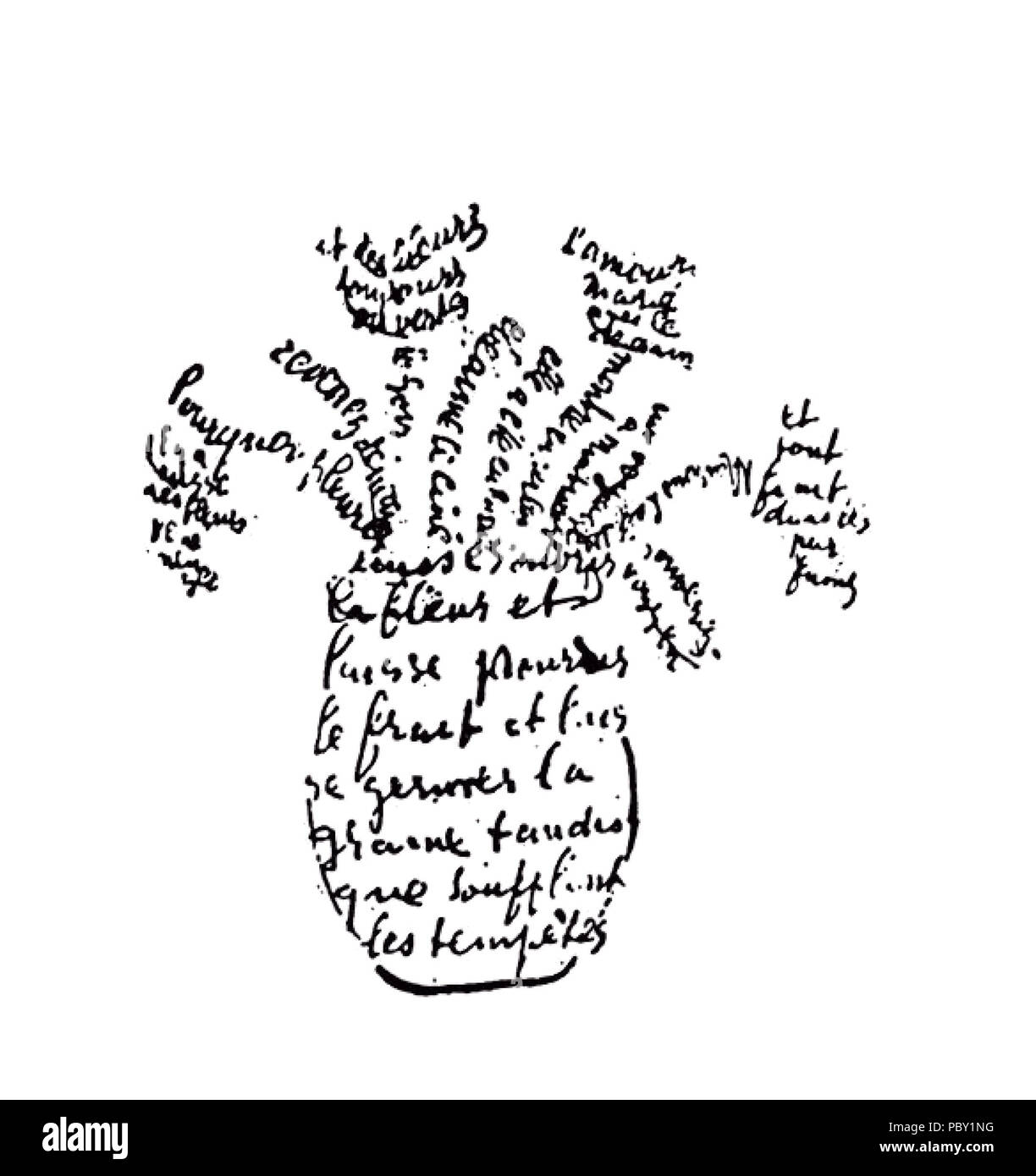 257 - Guillaume Apollinaire Calligramme - Fleurs Banque D'Images
