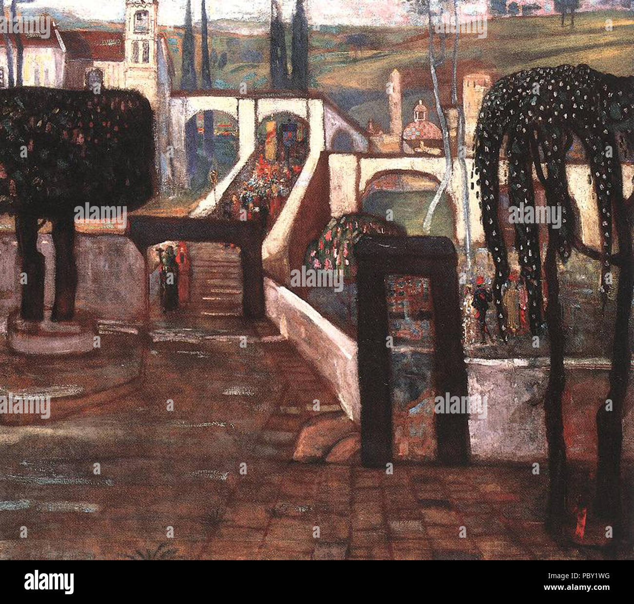 258, Lajos Gulácsy - retour des pèlerins (1907) Banque D'Images