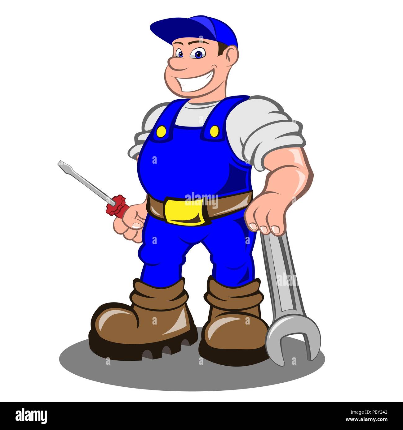 Smiling mechanic man Illustration de Vecteur