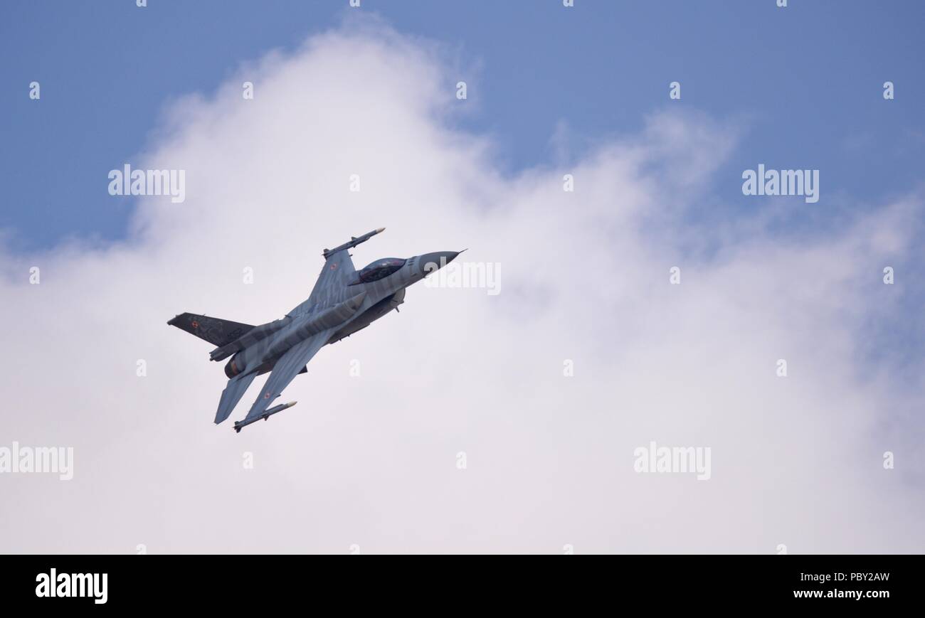 Polish Air Force F-16C Block 52 + Fighting Falcon se produisant au Royal International Air Tattoo 2018 Banque D'Images