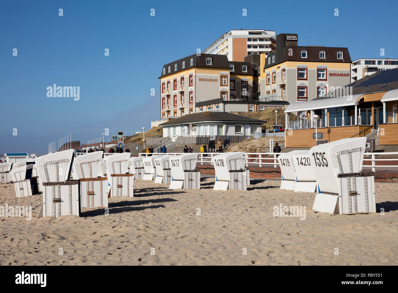 Plage de sable fin, Westerland, Sylt, Frise du Nord, Schleswig-Holstein, Allemagne, Europe Banque D'Images