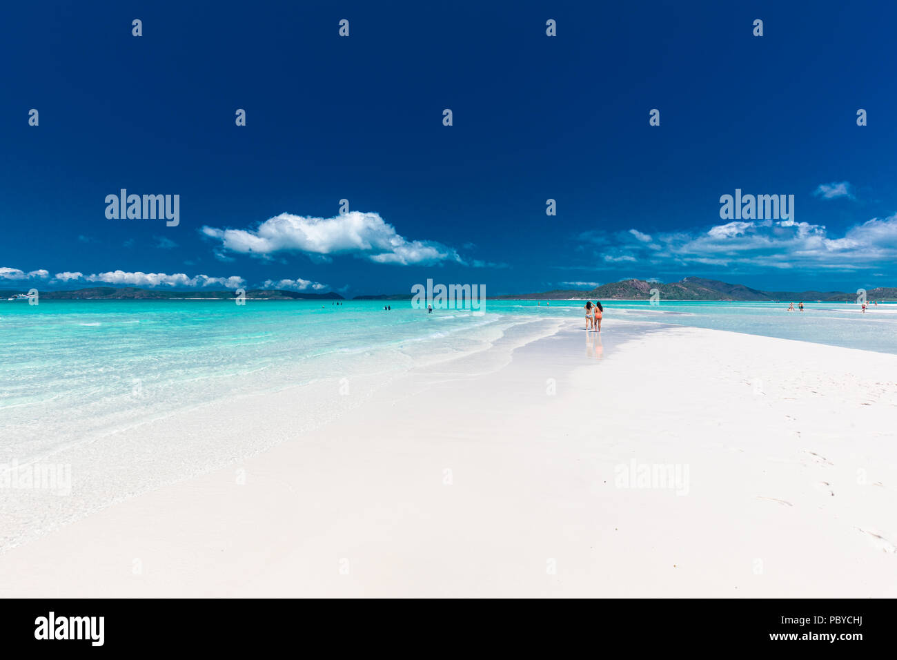 WHITSUNDAYS, AUSTRALIE - 22 septembre 2017 : AMAZING Whitehaven Beach dans les Whitsunday Islands, Queensland, Australie Banque D'Images